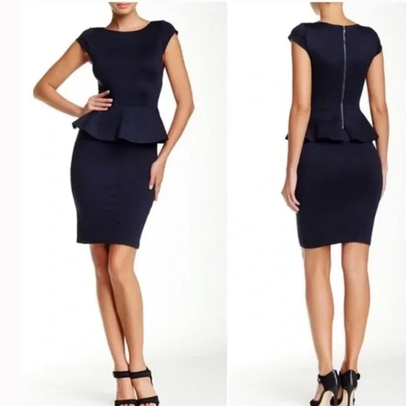 alice and olivia black peplum dress :Alice + Olivia Black Peplum Dress, Size Small